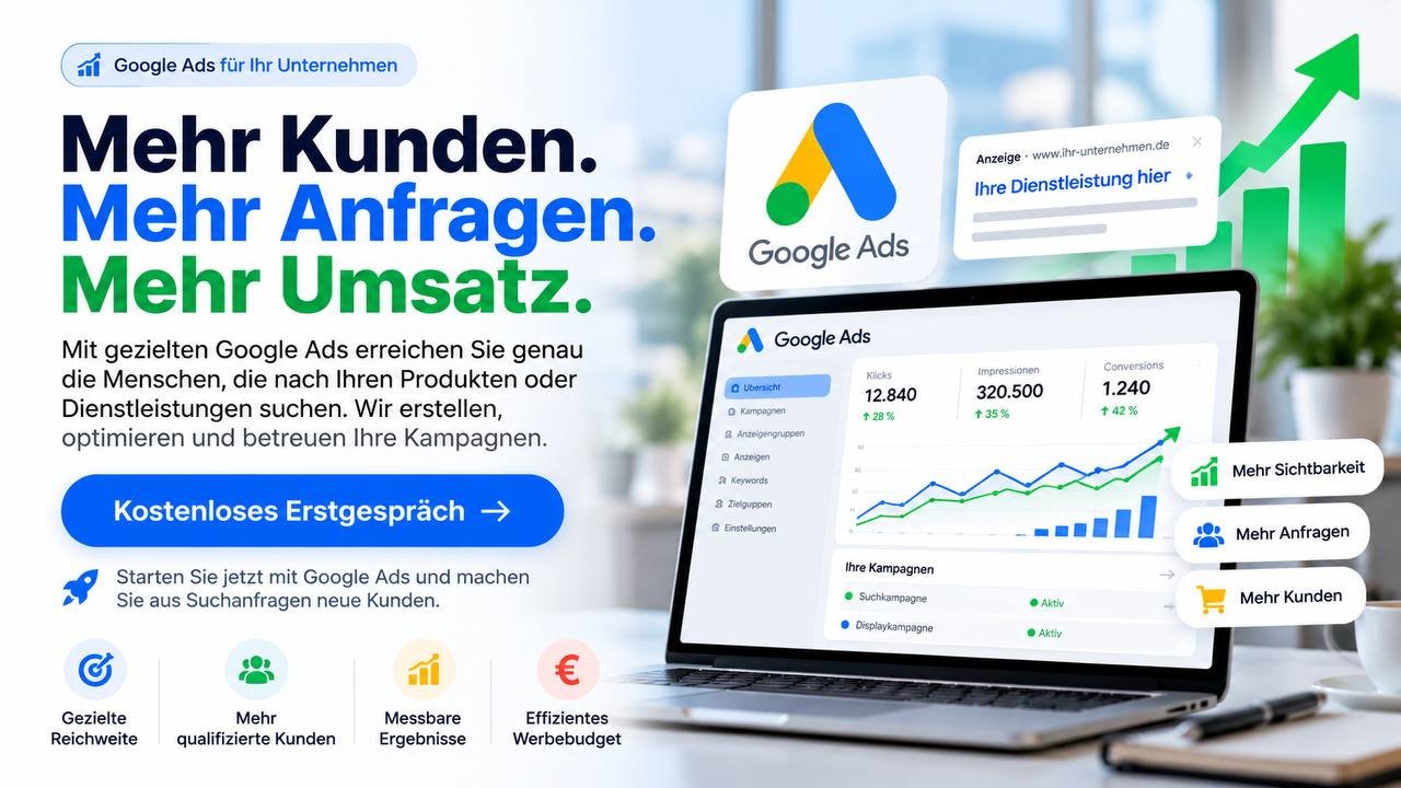 Professionelle Google Ads für mehr Kunden und Anfragen